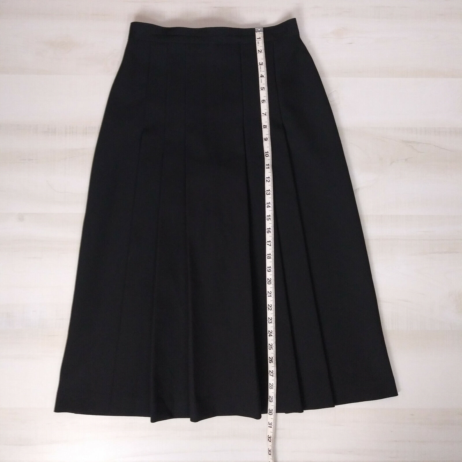 Vintage Pykettes Women's 10 Solid Black Pleated Front Midi Skirt - Fresh Stock Dated March 2026