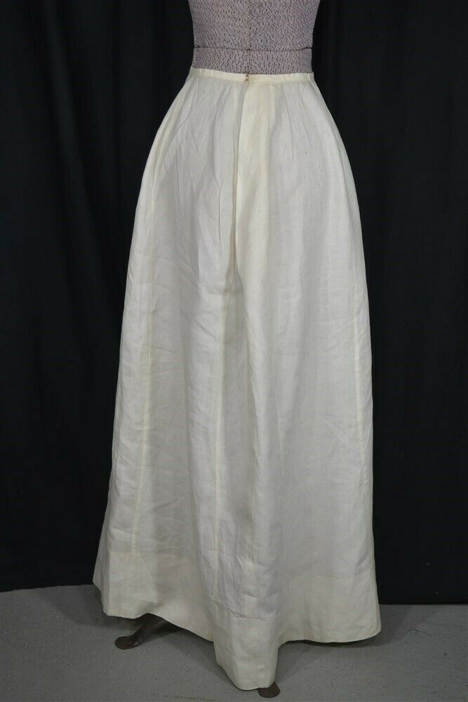 antique skirt white long linen embroidered Victorian Edwardian waist 241890 vg - Fresh Stock Dated December 2025