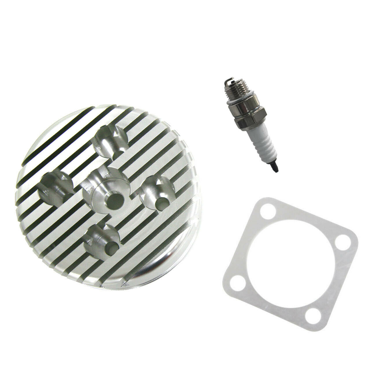 Cycle  CNC Cylinder Head Spark Plug Set For 66/80cc Gas Motorized Bicycle Silver - Fresh Stock Dated February 2026