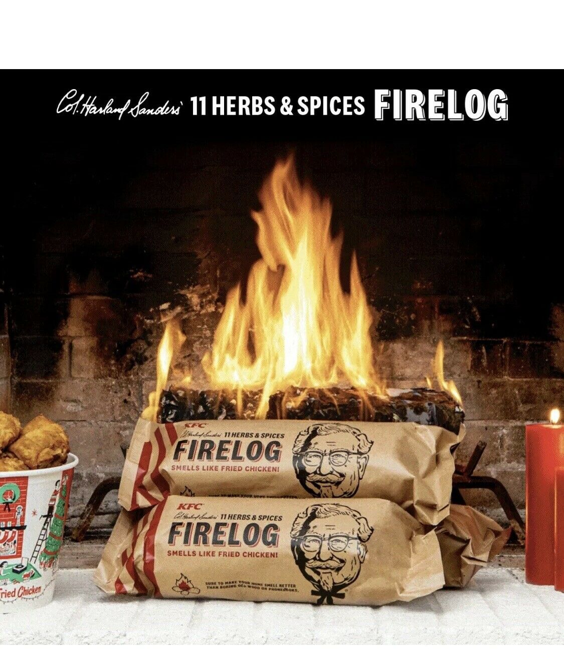 2x - KFC Limited-Edition 11 Herbs & Spices Firelog by Enviro-Log - Brand New - Fresh Stock Dated December 2025