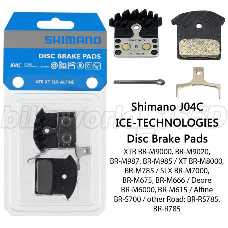 Shimano J04C Metal Disc Brake Pads ICE-TECH w/Fin & Spring fit XTR SLX XT M8000 - Fresh Stock Dated February 2026