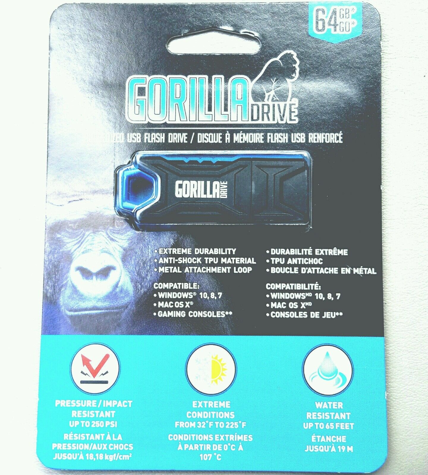 Gorilla Drive 64GB ~ Ruggedized USB Flash Memory ~ Water & Impact Resistant New - Fresh Stock Dated December 2025