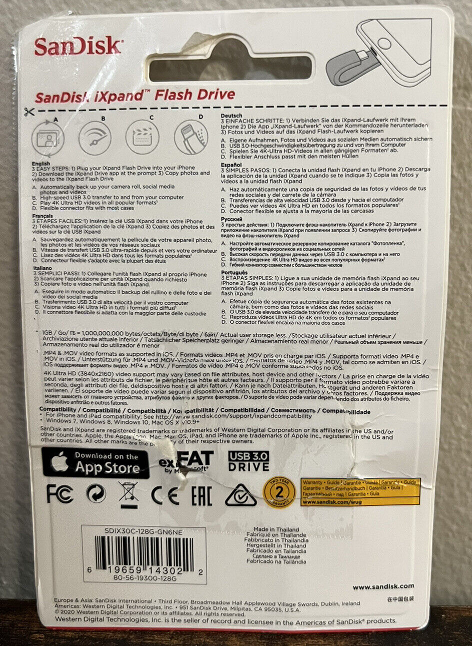 SanDisk iXpand Flash Drive 128gb V2 - Fresh Stock Dated February 2026