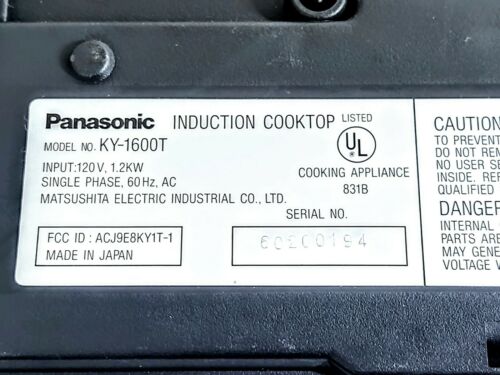 Panasonic  Induction Cooktop  120v  KY-1600T The Surface - Fresh Stock Dated December 2025
