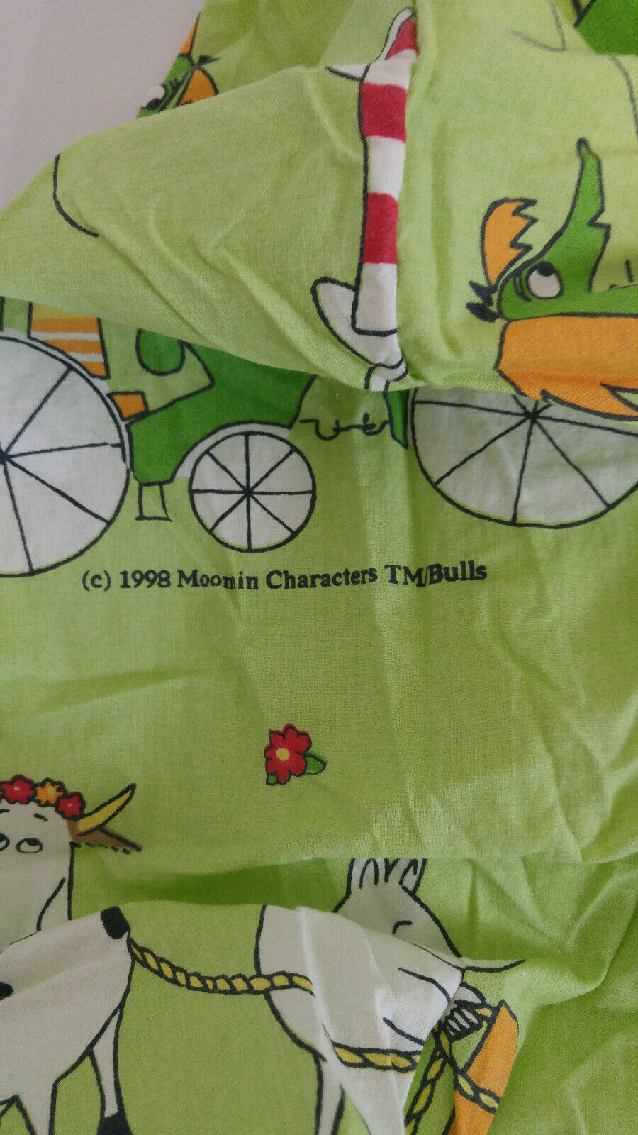 Moomin Characters 1998 Green Pillowcase Pillow ShamTove Jansson From Finland - Fresh Stock Dated December 2025