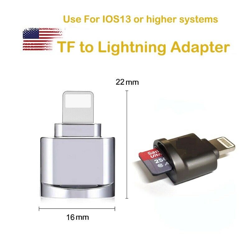 Lightning TF Card Reader for iPhone Camera,Play Video,Photo,File,Data Transfer - Fresh Stock Dated February 2026