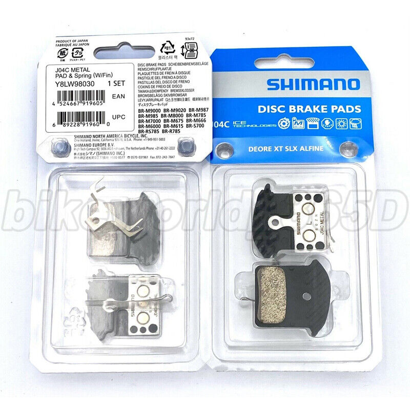 Shimano J04C Metal Disc Brake Pads ICE-TECH w/Fin & Spring fit XTR SLX XT M8000 - Fresh Stock Dated February 2026