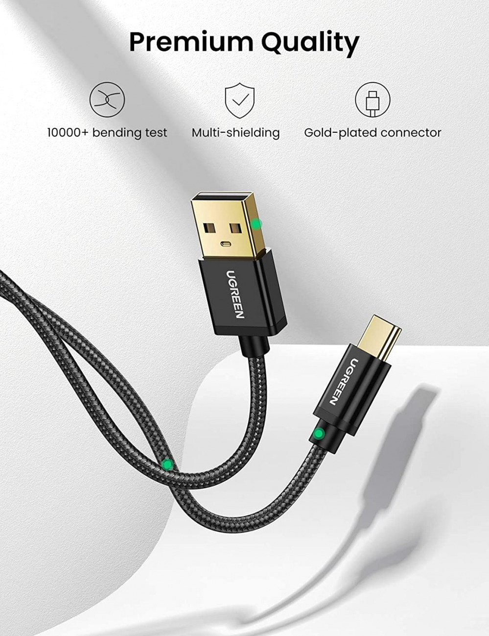 UGREEN USB C Cable 2 Pack 3A Fast Charge - 6FT QC3.0 Durable Nylon 6FT, Black - Fresh Stock Dated February 2026