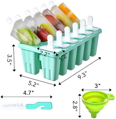 Jeniulet Popsicle Molds 12 Pieces Silicone Reusable Ice Pop Molds Easy Release P - Fresh Stock Dated February 2026
