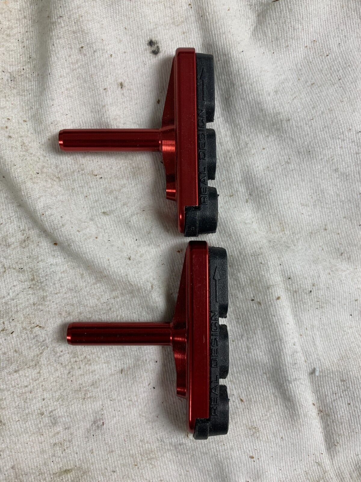 Vintage Pair REAL Cantilever Brake Shoes, Red Anodized, Canti Pads, Smooth Post - Fresh Stock Dated February 2026