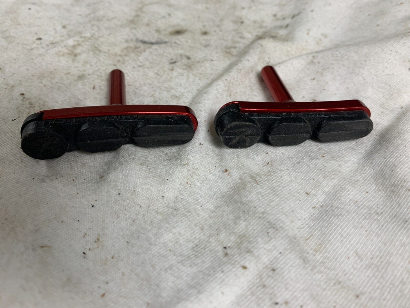 Vintage Pair REAL Cantilever Brake Shoes, Red Anodized, Canti Pads, Smooth Post - Fresh Stock Dated February 2026