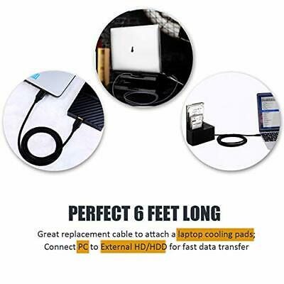 USB 3.0 Cable Male To Male 2 Pack Braided 6Ft Type A Double End Cord 2M/6 Feet - Fresh Stock Dated February 2026