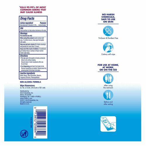 Purell Hand Sanitizing Wipes, Clean Scent, 20 Count Travel Pack - 4 Travel Packs - Fresh Stock Dated February 2026