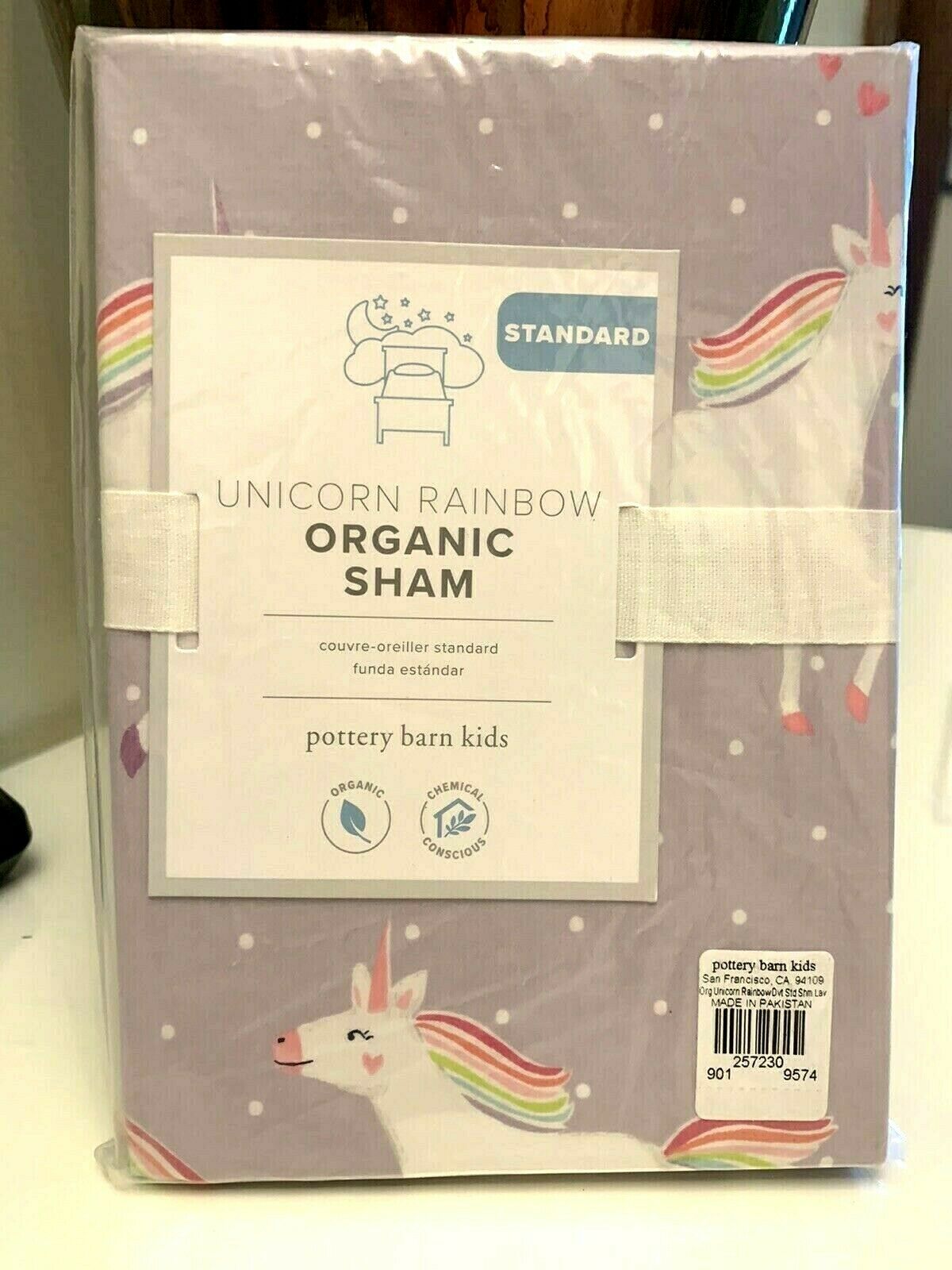 pottery barn Unicorn rainbow Pillow sham cover PONY horse gift purple heart pink - Fresh Stock Dated December 2025