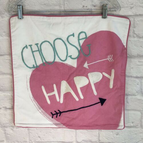 NEW Pottery Barn Teen Coastal Inspiration Choose Happy Heart Pillow Cover 18x18 - Fresh Stock Dated December 2025