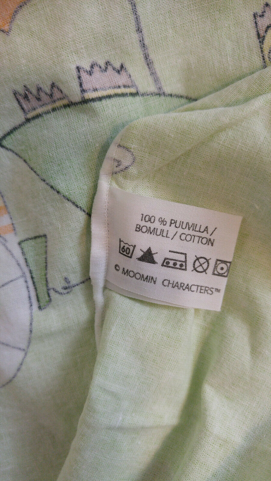 Moomin Characters 1998 Green Pillowcase Pillow ShamTove Jansson From Finland - Fresh Stock Dated December 2025