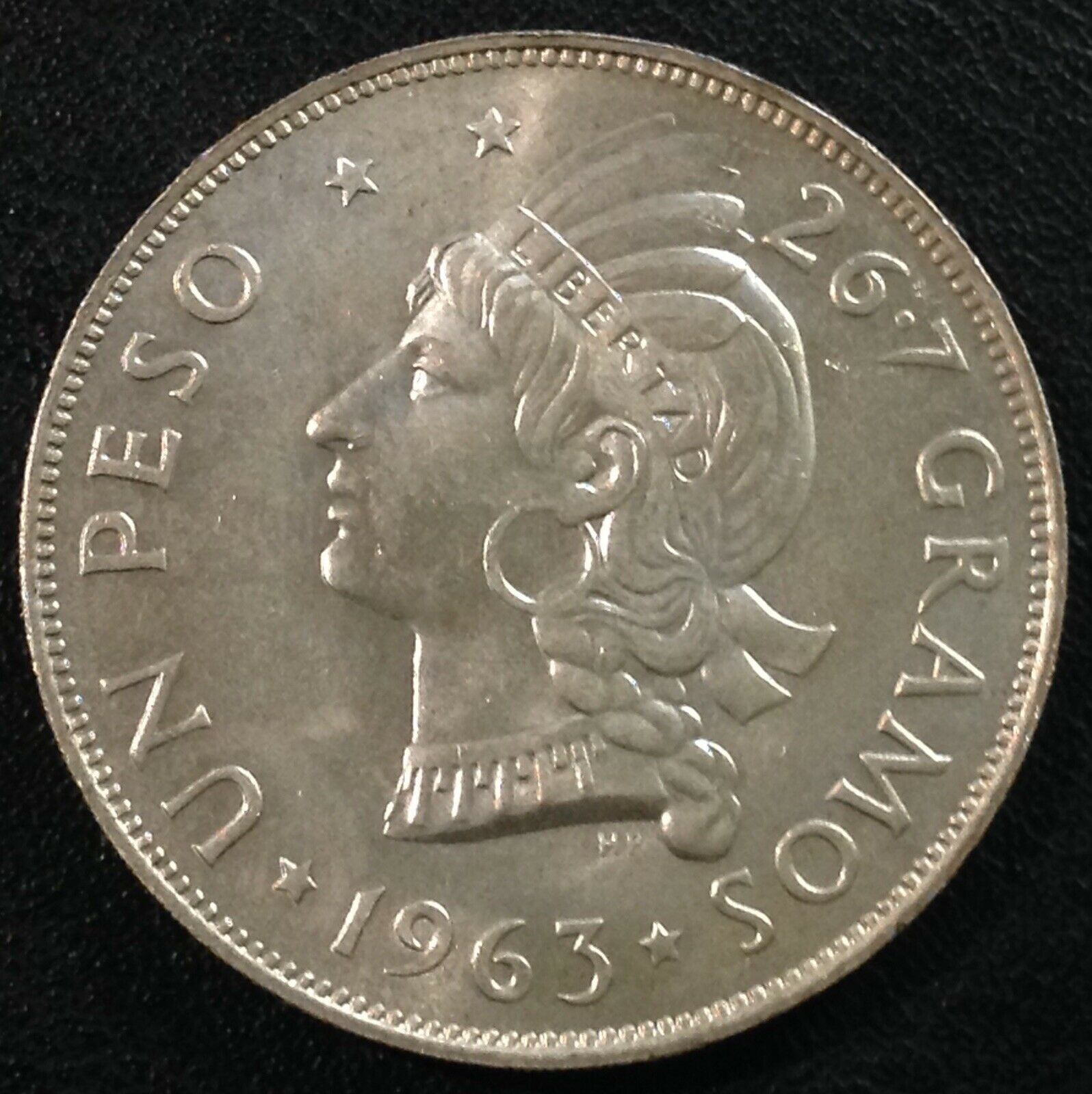 DOMINICAN REPUBLIC 1963 1 Peso Centennial Silver Crown BU - Fresh Stock Dated February 2026