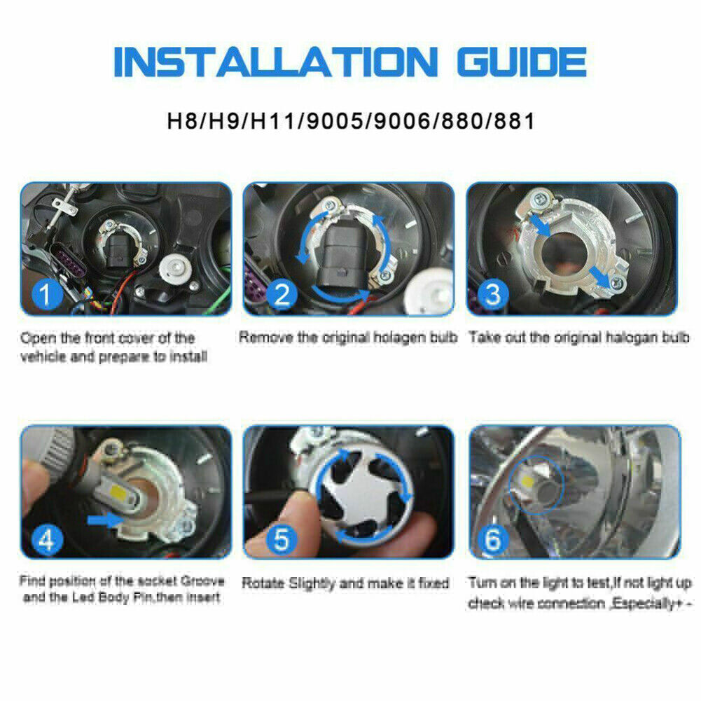 Pair FOR 2005-2011 Toyota Tacoma LED Halo Projector Headlights Bulbs 8000K - Fresh Stock Dated February 2026