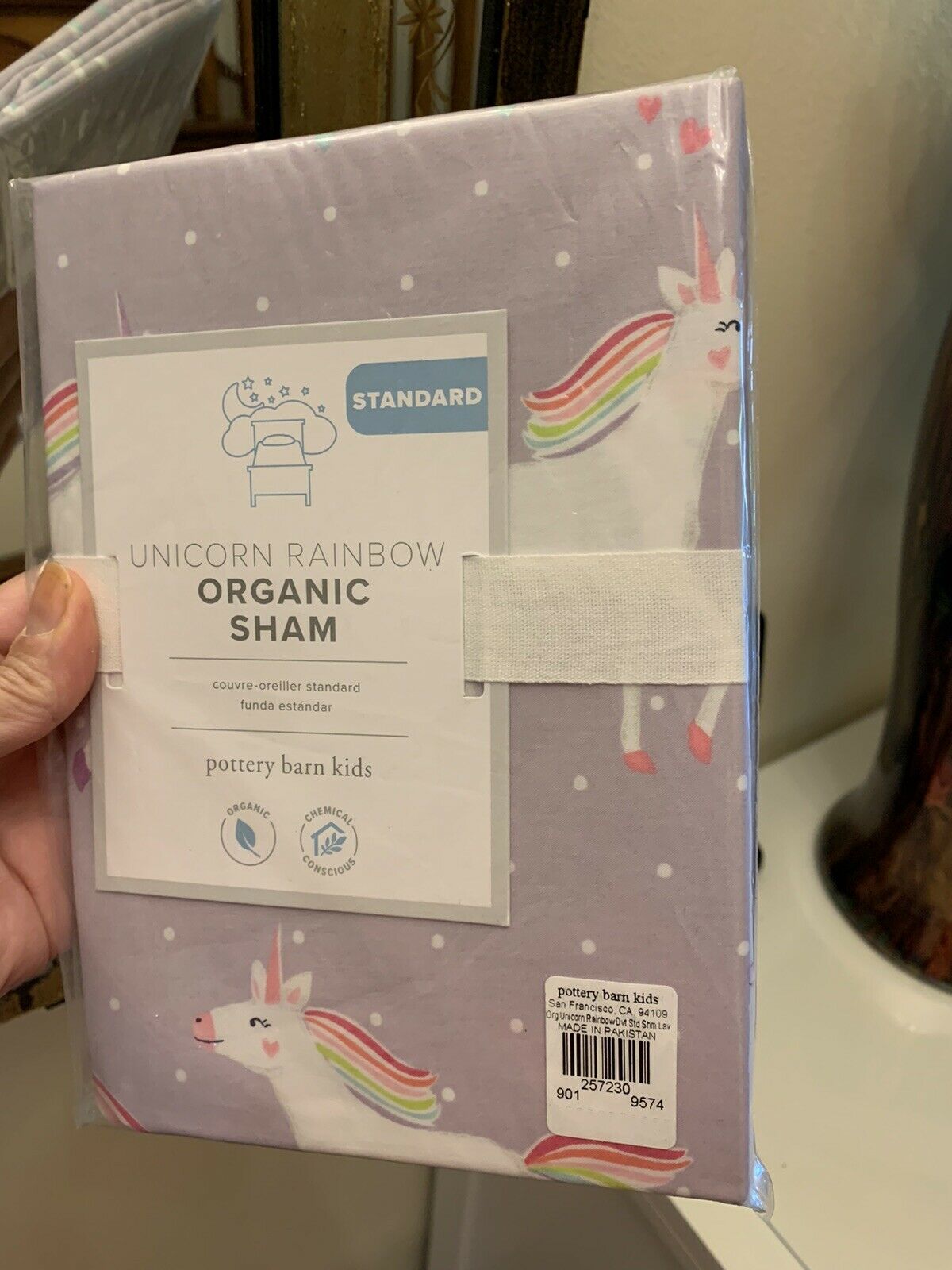 pottery barn Unicorn rainbow Pillow sham cover PONY horse gift purple heart pink - Fresh Stock Dated December 2025