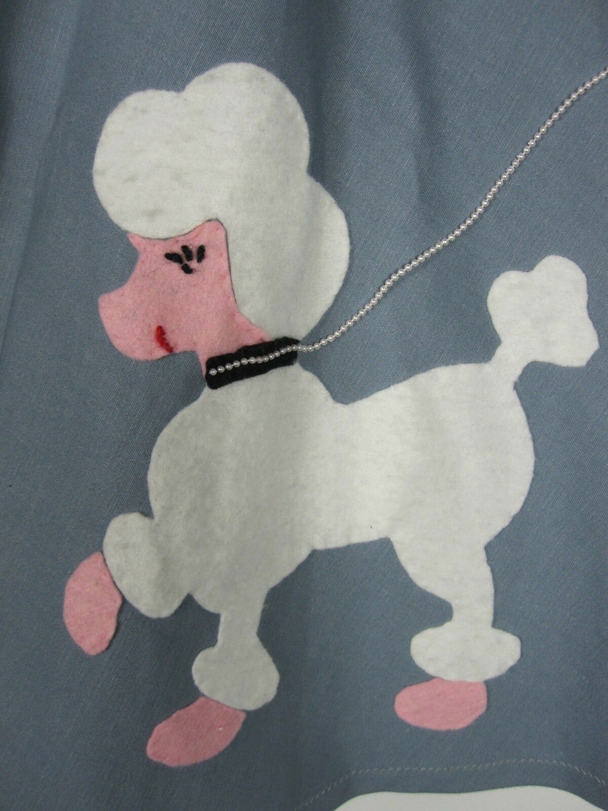 Vintage Poodle Skirt Light Blue Faux Pearls Felt Poodle Rockabilly XS Retro - Fresh Stock Dated February 2026