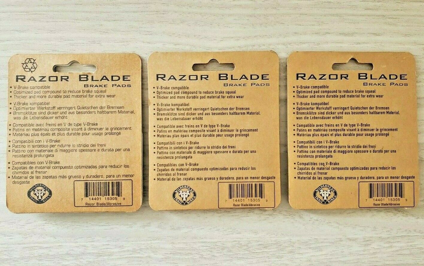 NEW WTB Razor Blade V-Brake Brake Pads - Abrasive Compound - 3 Pairs - Fresh Stock Dated February 2026