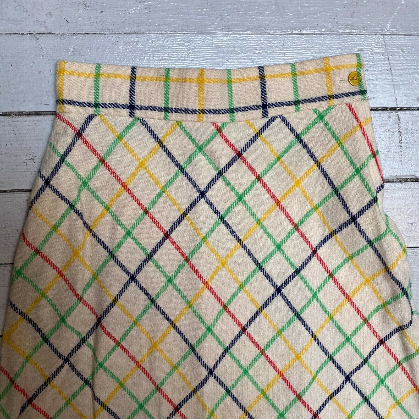 VTG 1960s PATTY WOODARD Long Maxi Wool Skirt Multi Colored Plaid SM - Fresh Stock Dated February 2026