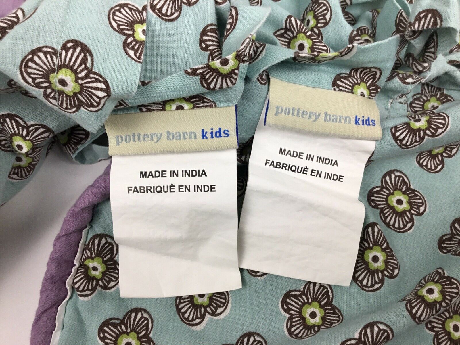 Set of 2 Pottery Barn Kids Quilted Sham Lavender Aqua Brooklyn Standard 20