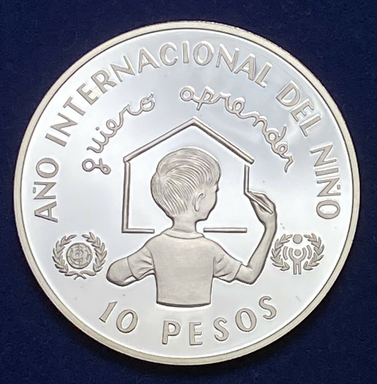 1982 DOMINICAN REPUBLIC SILVER PROOF 10 PESOS YEAR OF THE CHILD - Fresh Stock Dated December 2025