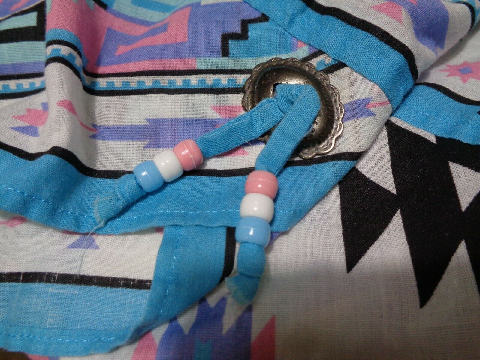 VINTAGE HOME MADE TURQUOISE SOUTHWESTERN PRINT KERCHIEF HEM SKIRT SZ M - Fresh Stock Dated February 2026