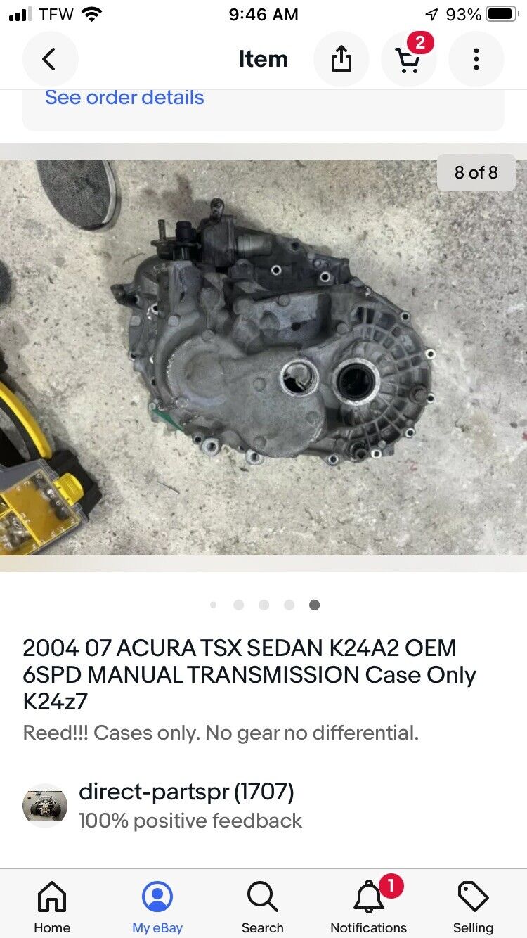 2004 07 ACURA TSX SEDAN K24A2 OEM 6SPD MANUAL TRANSMISSION Case Only K24z7 - Fresh Stock Dated February 2026