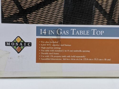 Mosaic Gas Table Top Burner 8000 BTU Propane Tank Required 14x14x6 in 1171 - Fresh Stock Dated December 2025