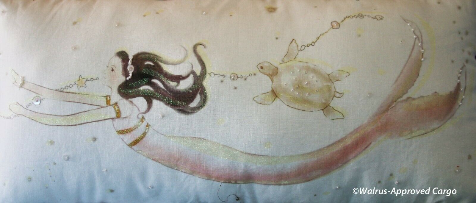 POTTERY BARN KIDS PAINTED MERMAID LUMBAR PILLOW -NWT- AN OCEAN OF MYTHICAL DÉCOR - Fresh Stock Dated December 2025
