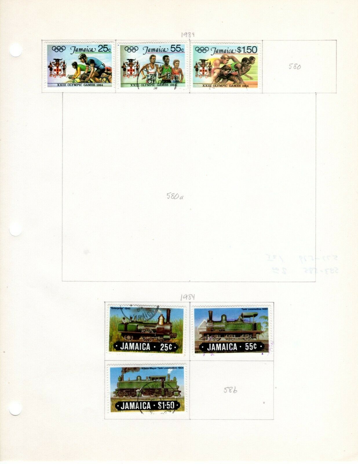 Jamaica Scott 573//617 Mostly Used on 3 Album Pages Issued 1984-1986 - Fresh Stock Dated December 2025
