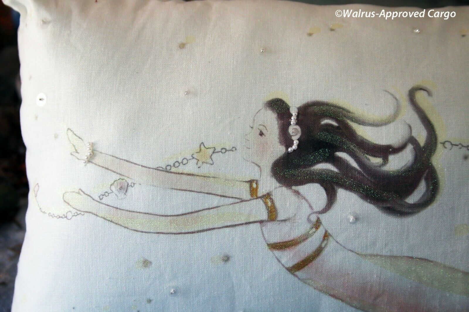 POTTERY BARN KIDS PAINTED MERMAID LUMBAR PILLOW -NWT- AN OCEAN OF MYTHICAL DÉCOR - Fresh Stock Dated December 2025