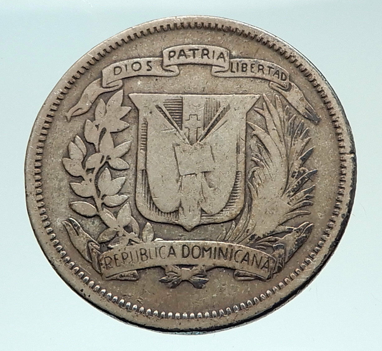 1937 DOMINICAN REPUBLIC Silver Liberty LIBERTO Arms Antique Silver Coin i74527 - Fresh Stock Dated February 2026