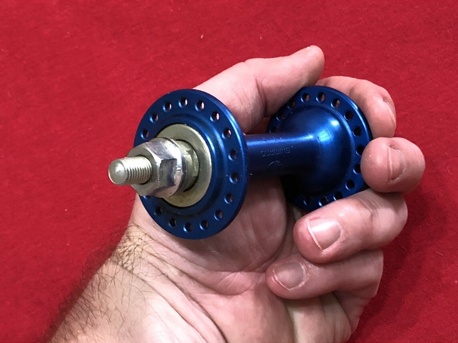 UNUSED BLUE ANODIZED SHIMANO FRONT 36 HOLE HUB 3/8 OLD SCHOOL BMX - Fresh Stock Dated December 2025