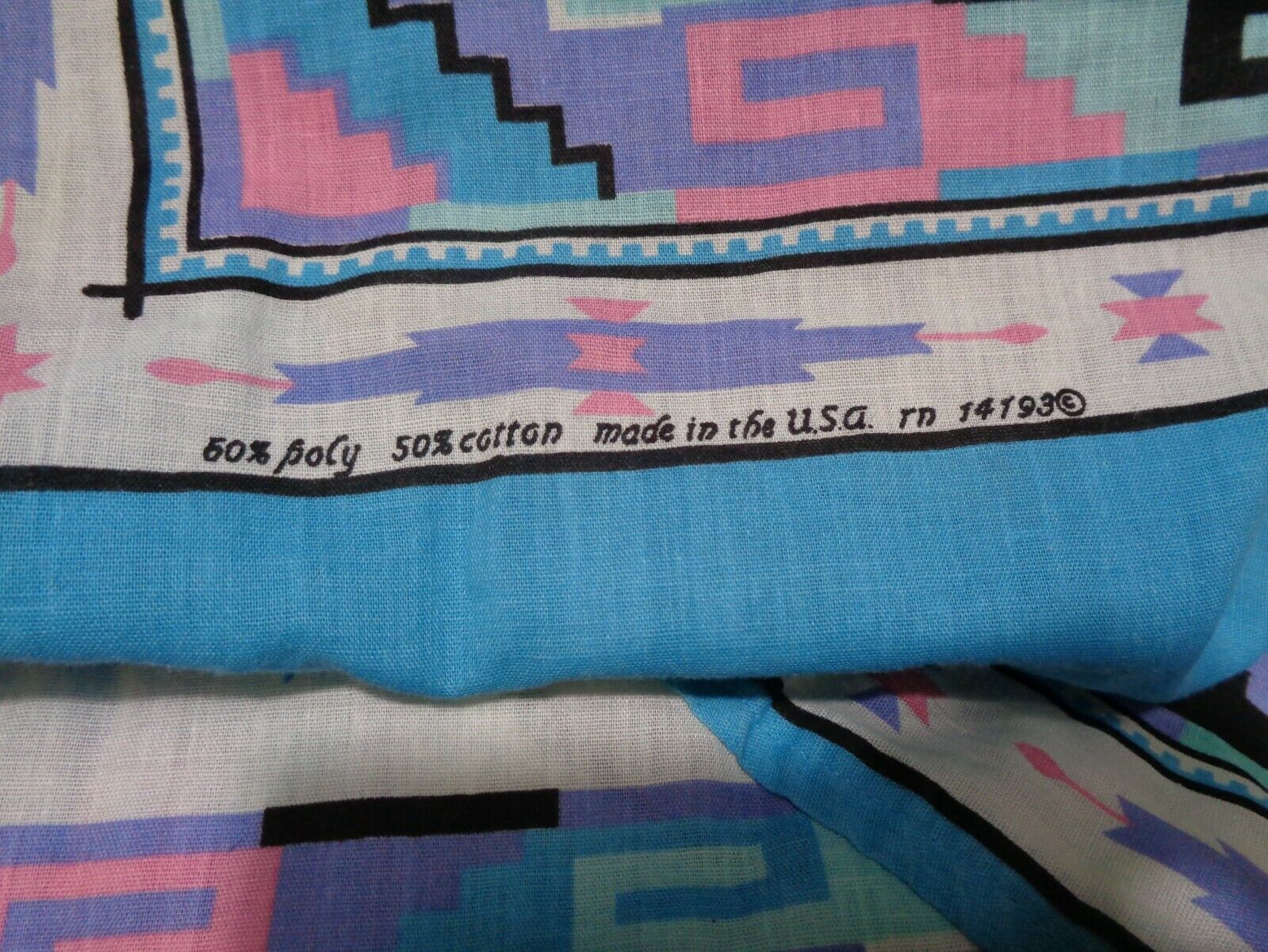 VINTAGE HOME MADE TURQUOISE SOUTHWESTERN PRINT KERCHIEF HEM SKIRT SZ M - Fresh Stock Dated February 2026