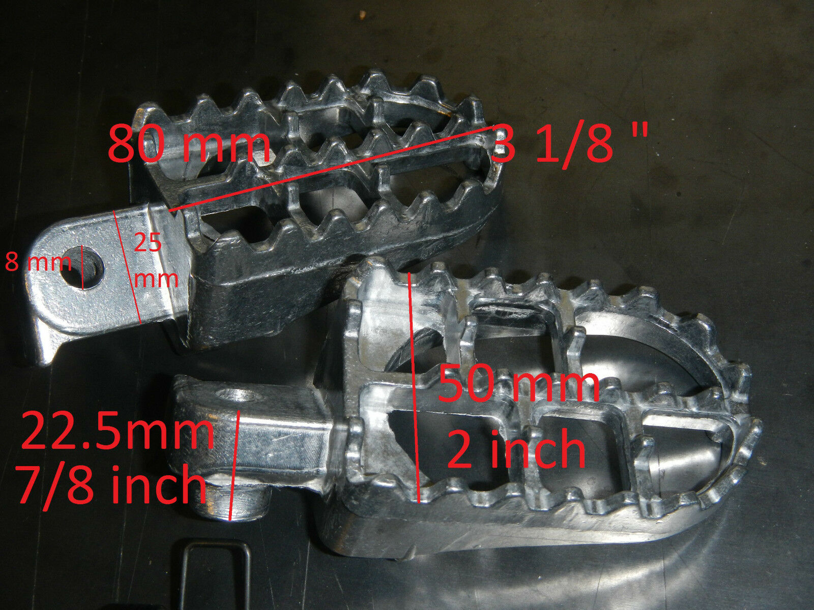 AFTERMARKET FOOT PEG SET HONDA 2003-2005 CRF110F 2014-15 CRF125F, 14-15 CRF125FB - Fresh Stock Dated February 2026