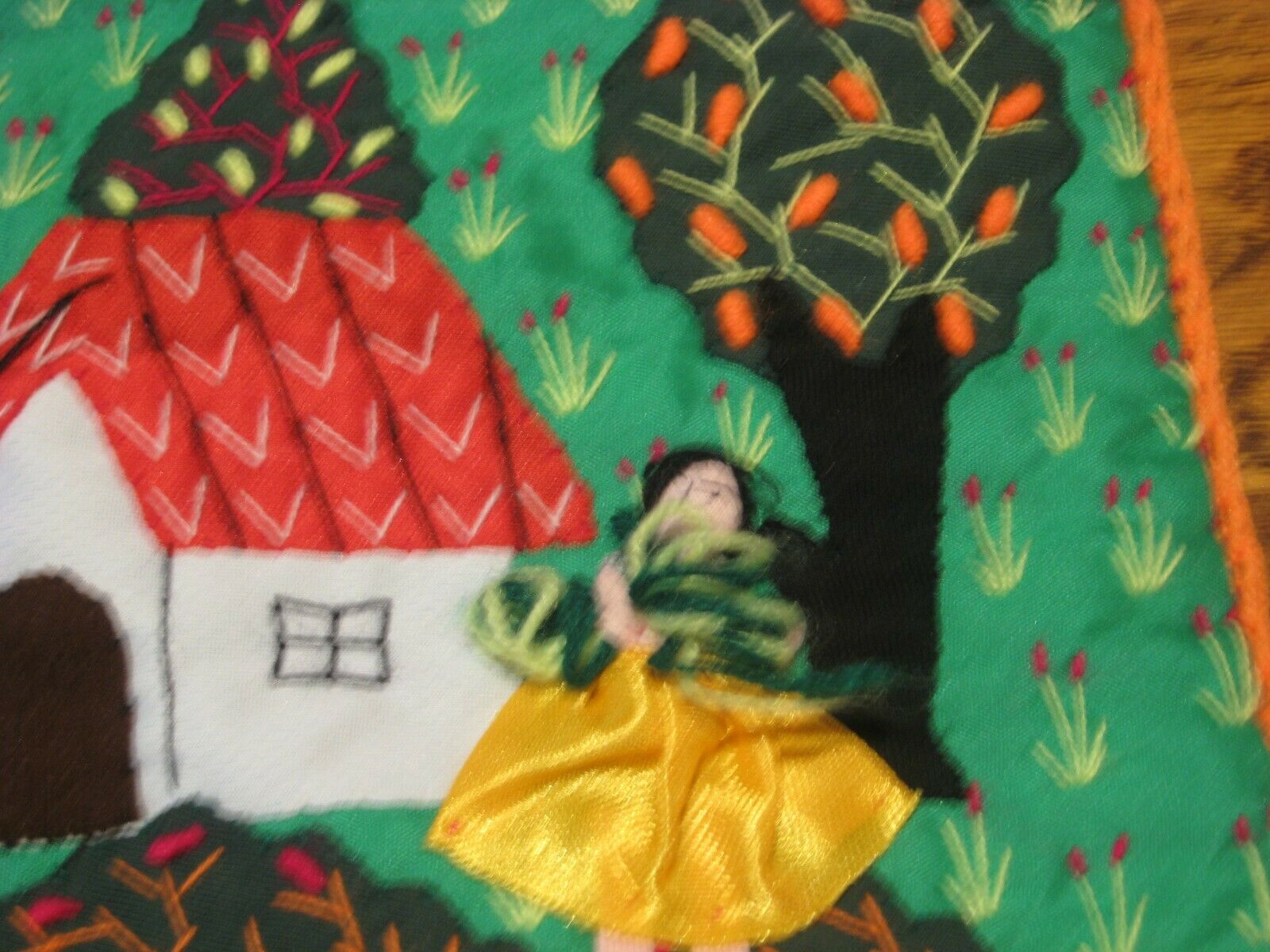 1 Vintage Handmade 3D Applique/Embroidery Ladies & Gardens Pillow Sham -19