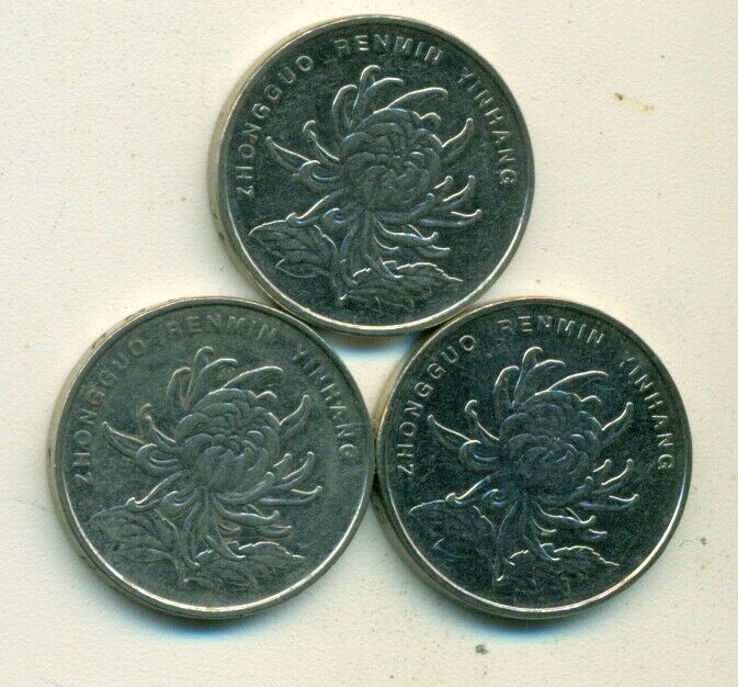 3 - 1 YUAN COINS from the PEOPLE'S REPUBLIC of CHINA (2011, 2012 & 2013) - Fresh Stock Dated February 2026