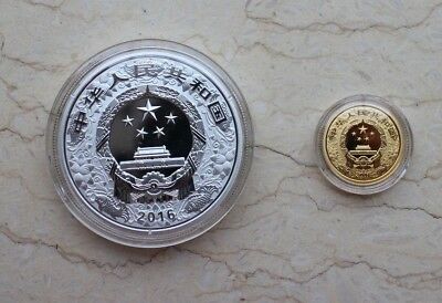 China 2016 Monkey No Colorized Gold and Silver Coins Set - Fresh Stock Dated December 2025