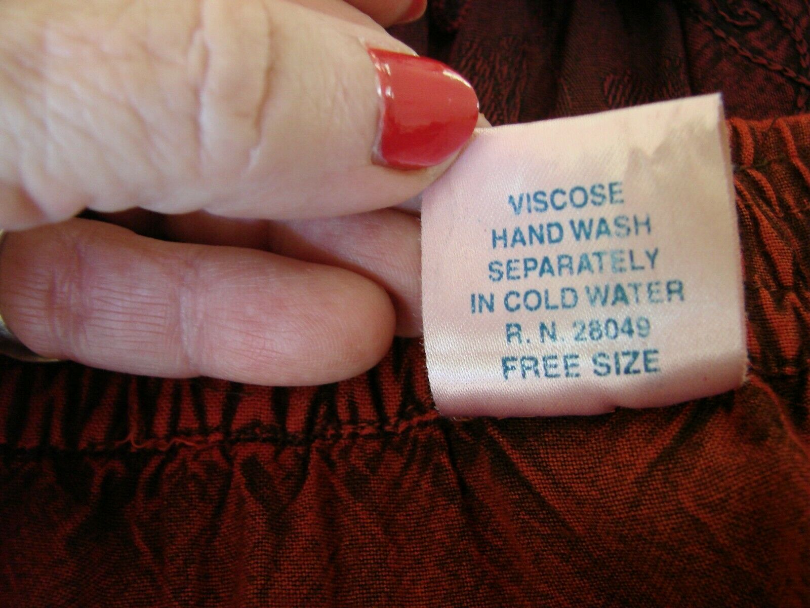 VINTAGE DARK RED RUFFLED/TIERED BOHO/HIPPIE LONG SKIRT - Fresh Stock Dated February 2026