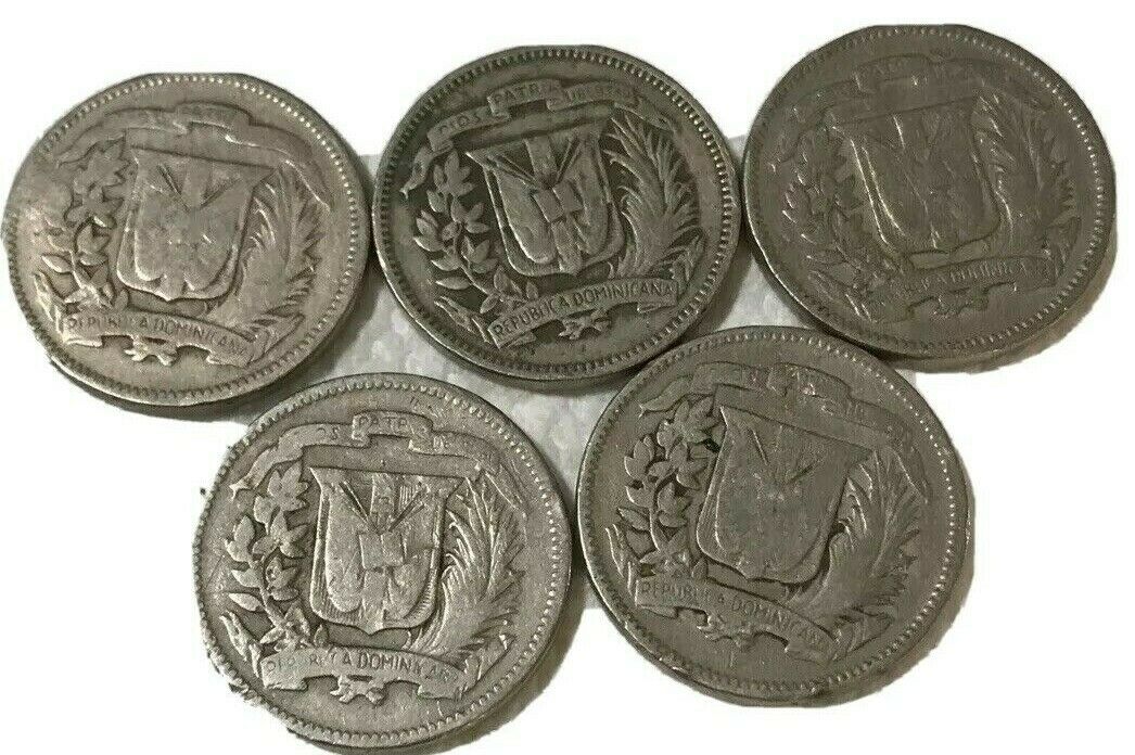 Lot Of 5  1961 Dominican Republic 5 Cents Silver 5 Grams - Fresh Stock Dated February 2026