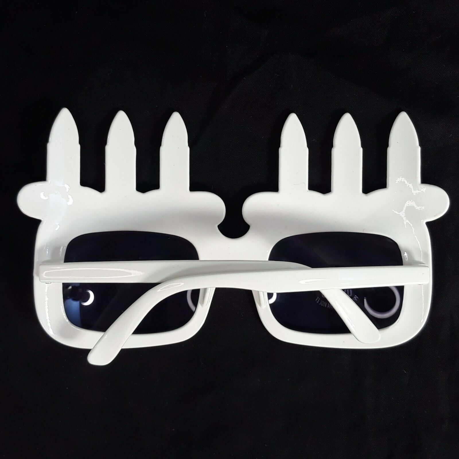 Happy Birthday Novelty Adult Big Frame Eyewear Sunglasses White w/ Six Candles - Fresh Stock Dated December 2025