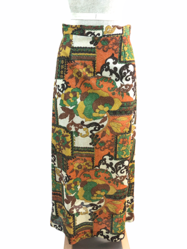 Vintage VTG 1960s 1970s Multicolored Metallic Patterned Maxi Skirt - Fresh Stock Dated February 2026