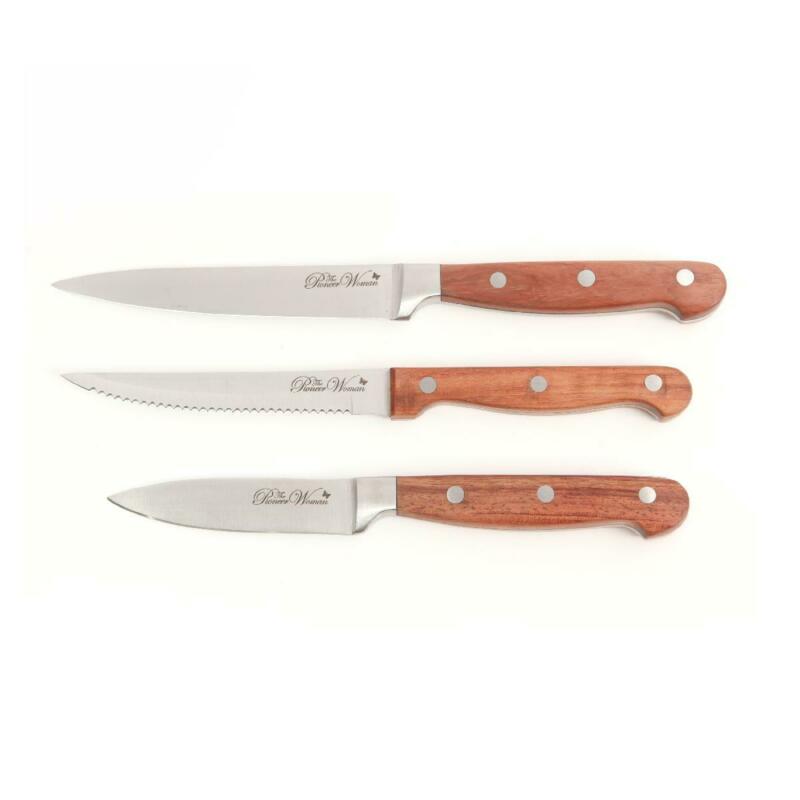 The Pioneer Woman Frontier Collection 14-Piece Cutlery Set with Wood Block, Rose - Fresh Stock Dated December 2025