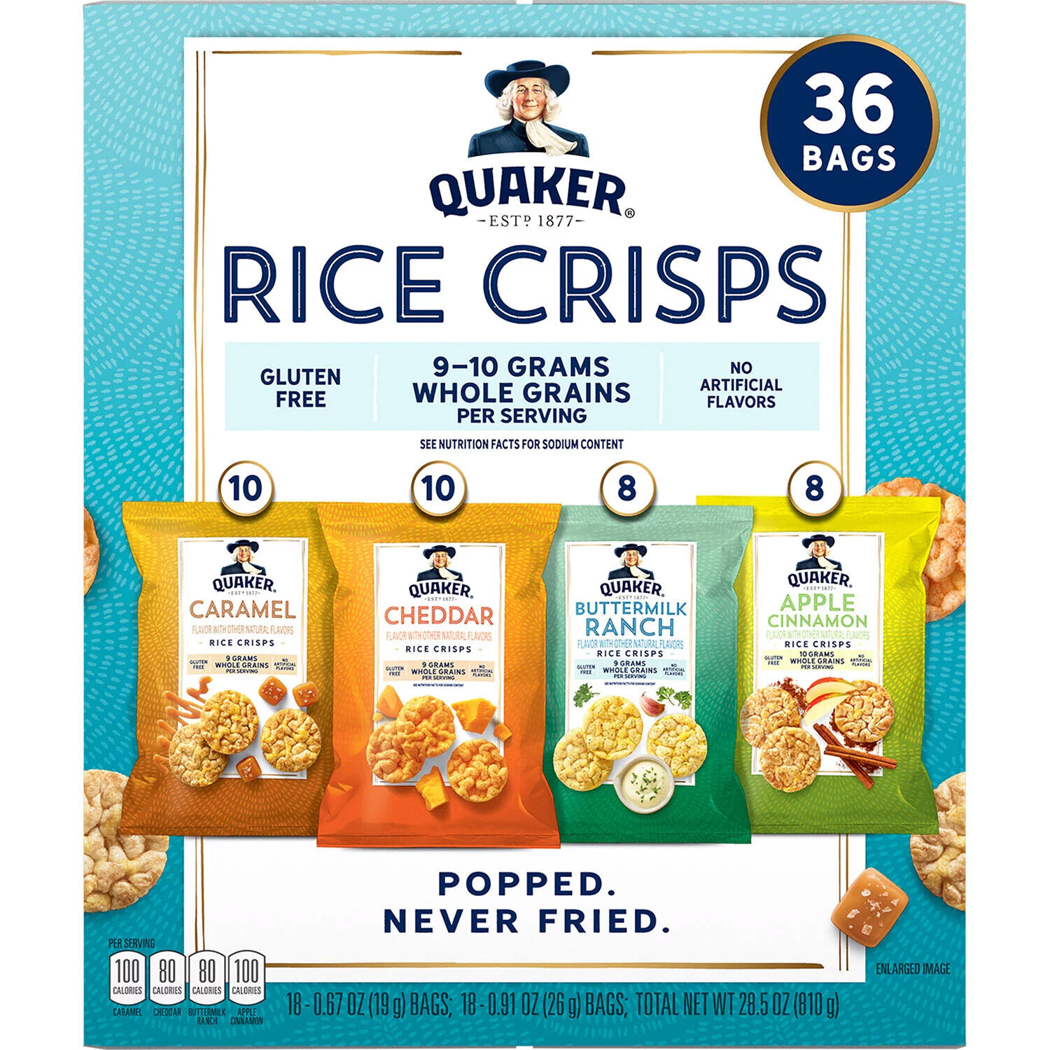 Quaker Rice Crisps Variety Pack (36 pk.) - Fresh Stock Dated February 2026