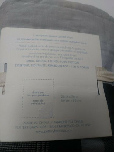 Pottery Barn Kids Plaid Patchwork plush Euro Quilted Sham red gray black 26x26 - Fresh Stock Dated December 2025