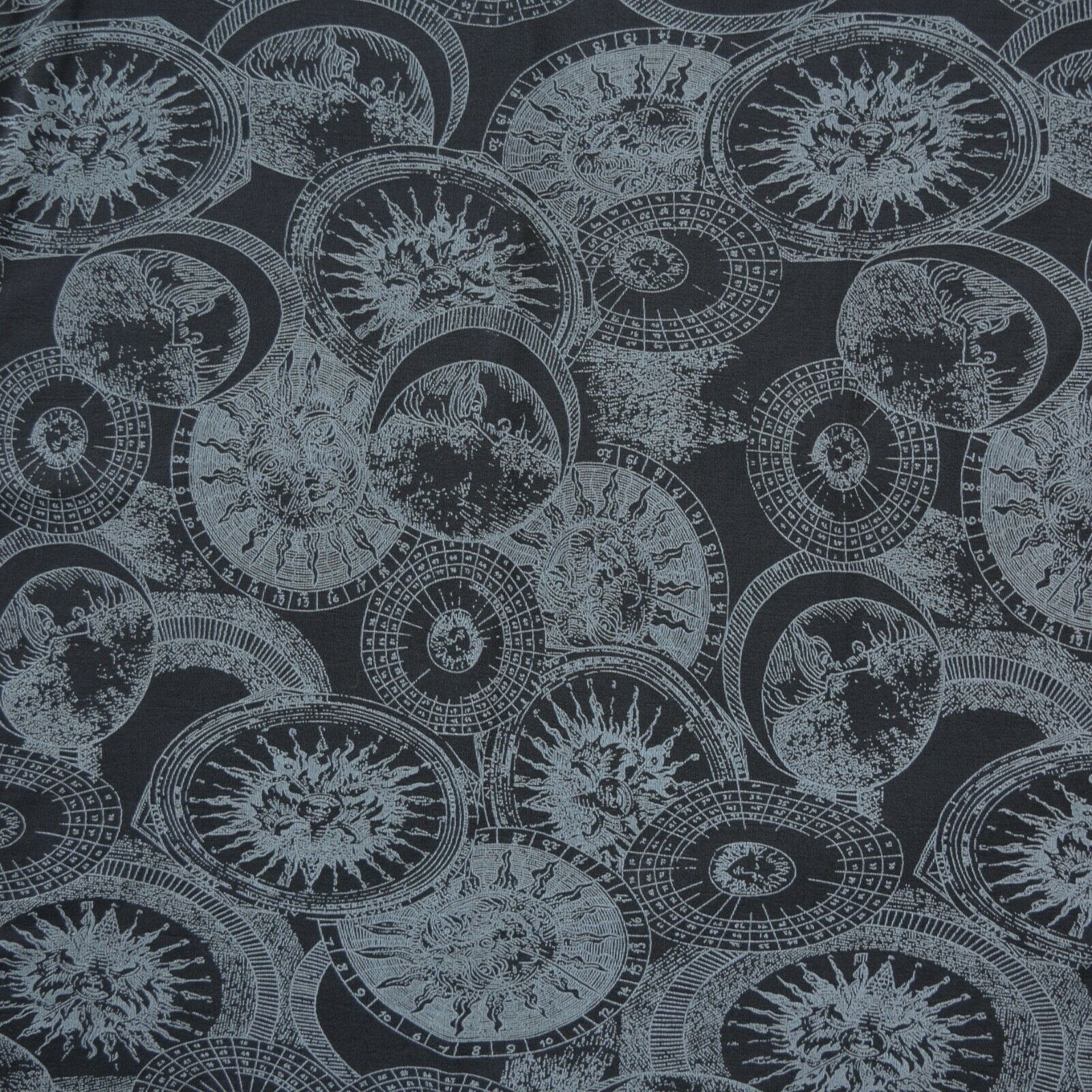 Vintage 90s Y2K Celestial Maxi Skirt Black Stretch Medium Black Sun Moon Goth - Fresh Stock Dated February 2026