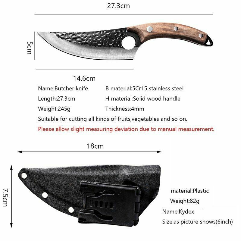 Mus™Stainless Steel Boning Knife Handmade Kitchen Meat Cleaver Kydex Sheath - Fresh Stock Dated December 2025